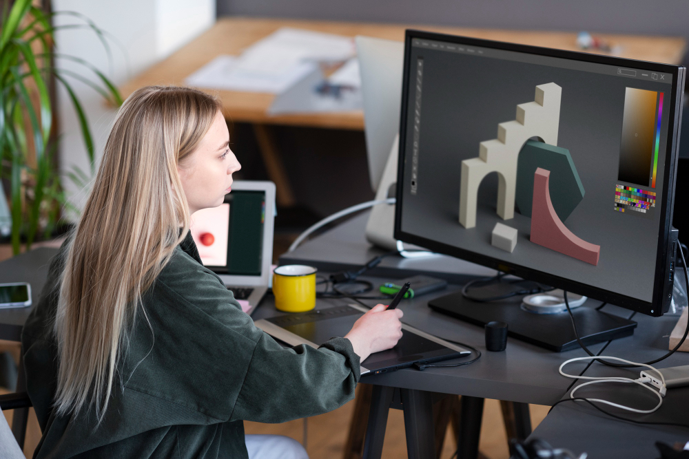 Woman doing 3D designing 