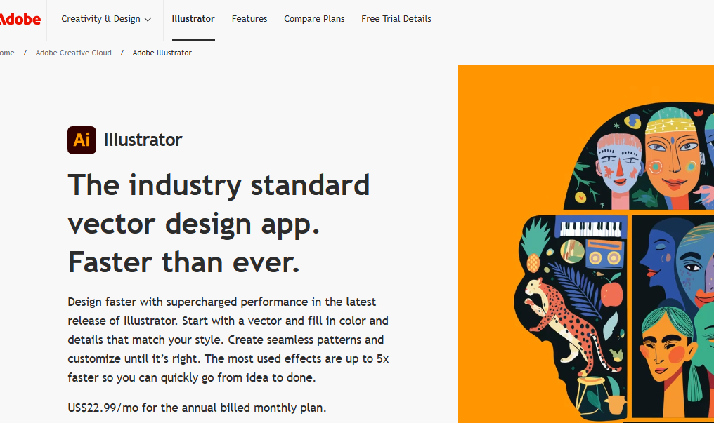 Adobe Illustrator and Photoshop website